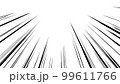 上側に注目する勢いのある集中線 99611766
