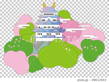 A view of Nagoya Castle. A majestic castle tower. 99612643