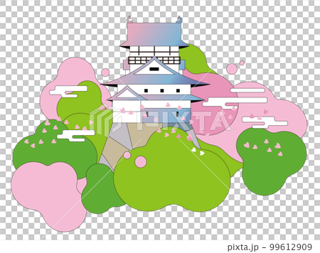 Spring, summer, autumn and winter of Inuyama Castle. A majestic castle tower. Spring, summer, autumn and winter of Inuyama Castle. A majestic castle tower. 99612909