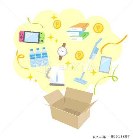 通販で商品を購入するイメージのイラスト素材 通販で商品を購入するイメージのイラスト素材 99613397