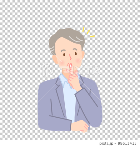 閃いた表情のシニア男性のイラスト素材 99613413