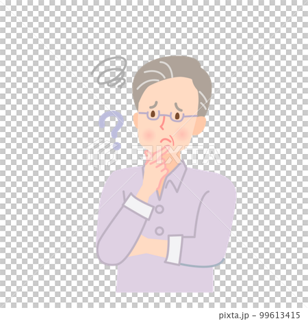 一臉苦惱表情思考的老人插圖素材 一臉苦惱表情思考的老人插圖素材 99613415