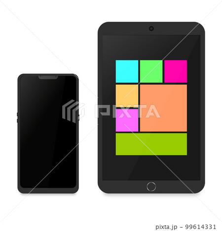 Set of digital devices, front view. 3D vector illustration. 99614331
