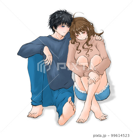 Anime couples cuddling