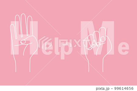 ヘルプミーのハンドサインの線画 99614656