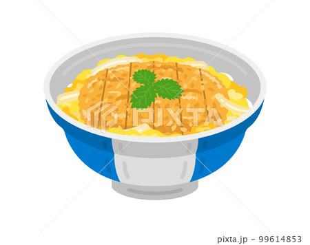 三つ葉をのせた、カツ丼のイラスト 三つ葉をのせた、カツ丼のイラスト 99614853