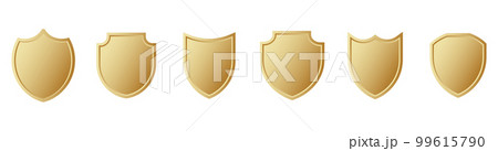 Golden blank shield set icon 99615790