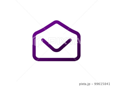 Envelope with checkmark. Confirmation of sent message 99615841