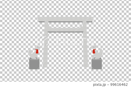 神明鳥居和狐狸插圖無輪廓 99616462