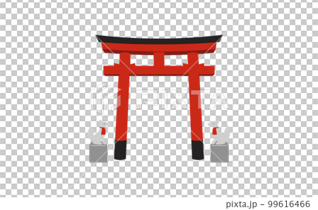 明神鳥居ときつねのイラスト　アウトラインなし 99616466