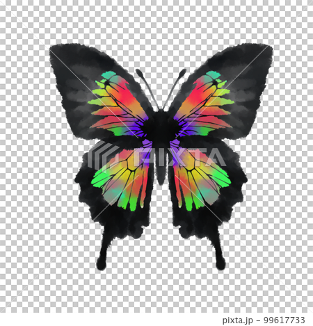 水彩風格的彩色蝴蝶，手繪蝴蝶插圖 99617733