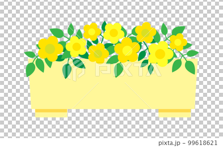 プランターに入った黄色の可愛い花のイラスト プランターに入った黄色の可愛い花のイラスト 99618621