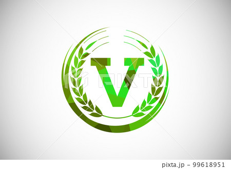 Alphabet V sign with a wheat wreath. Polygonal low poly organic wheat farming logo concept. Agriculture logo design vector template. Alphabet V sign with a wheat wreath. Polygonal low poly organic wheat farming logo concept. Agriculture logo design vector template. 99618951