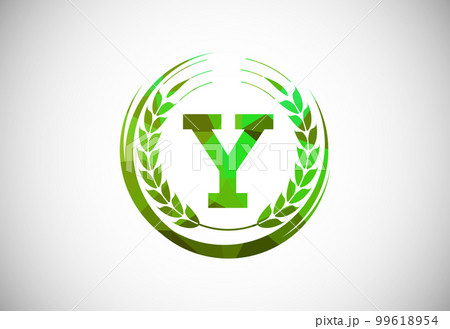 Alphabet Y sign with a wheat wreath. Polygonal low poly organic wheat farming logo concept. Agriculture logo design vector template. Alphabet Y sign with a wheat wreath. Polygonal low poly organic wheat farming logo concept. Agriculture logo design vector template. 99618954