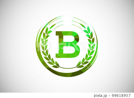 Alphabet B sign with a wheat wreath. Polygonal low poly organic wheat farming logo concept. Agriculture logo design vector template. Alphabet B sign with a wheat wreath. Polygonal low poly organic wheat farming logo concept. Agriculture logo design vector template. 99618957