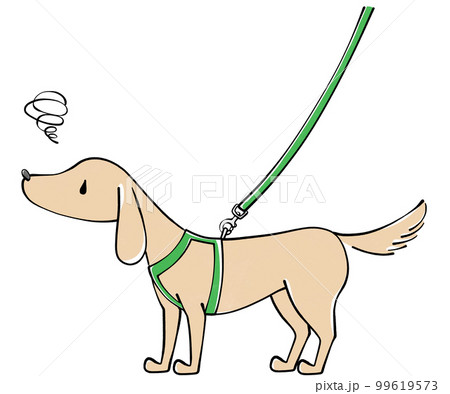 Harness Illustration Of A Grumpy Dog - Stock Illustration [99619573] - Pixta