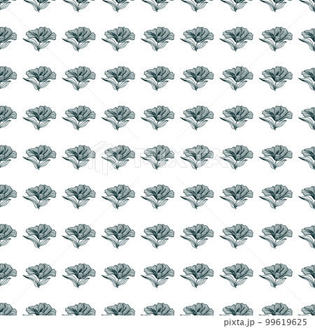 Beautiful flower line seamless pattern ornament. Floral vintage outline endless background. Retro style. 99619625