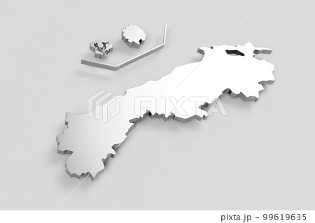 立体的なバードビューの白地図 プレゼン資料などに利用 島根県 立体的なバードビューの白地図 プレゼン資料などに利用 島根県 99619635