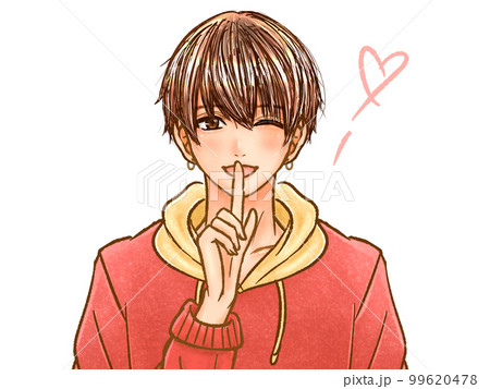 ウインクするイケメンな大人男性のイラスト素材 99620478