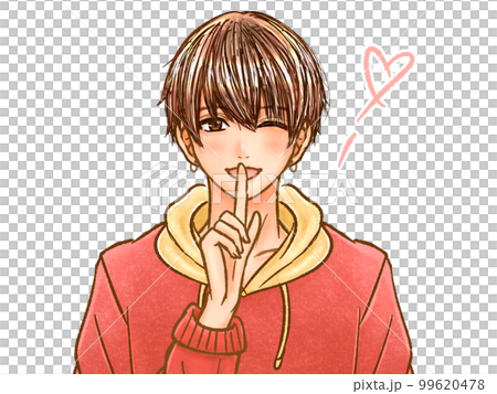 ウインクするイケメンな大人男性のイラスト素材 99620478
