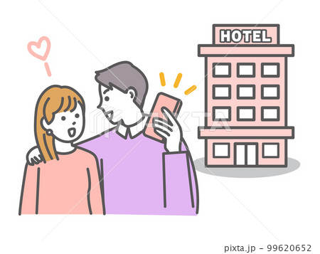 ホテルに泊まるカップルのイラスト素材のイラスト素材 [99620652] - PIXTA