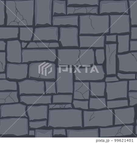 Cartoon game texture, rocks, dirt and ground surface seamless pattern. Game asset wall and environment background 99621401