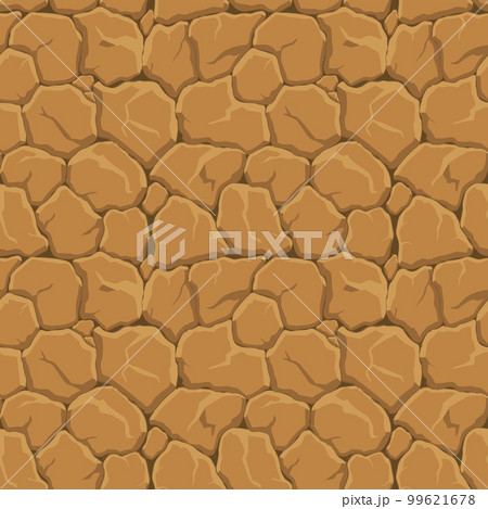 Cartoon game texture, rocks, dirt and ground surface seamless pattern. Game asset wall and environment background Cartoon game texture, rocks, dirt and ground surface seamless pattern. Game asset wall and environment background 99621678