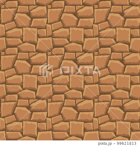 Cartoon game texture, rocks, dirt and ground surface seamless pattern. Game asset wall and environment background Cartoon game texture, rocks, dirt and ground surface seamless pattern. Game asset wall and environment background 99621813
