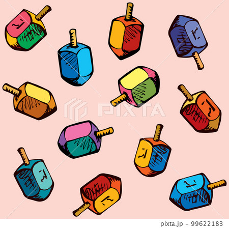 Jewish holiday symbol. Dreidel. Sketch 99622183
