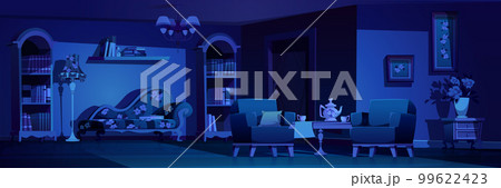 Night retro living room interior design 99622423