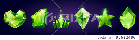 Game green gemstone, magic jewel crystal icons 99622496
