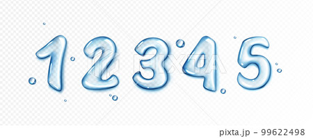 Water font, blue bubbles in numbers shape 99622498