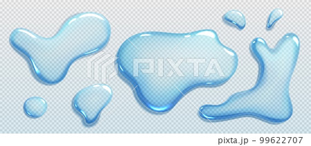 Liquid spills, water drops and puddles Liquid spills, water drops and puddles 99622707