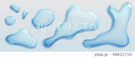 Liquid spills, water drops and puddles Liquid spills, water drops and puddles 99622710
