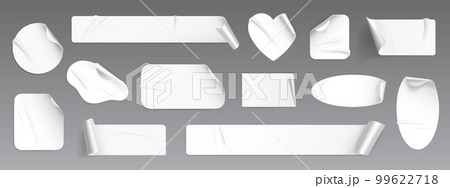 White peel off realistic paper sticker, isolated 99622718