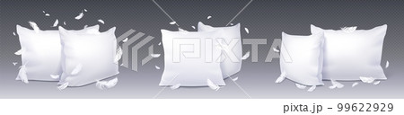 White square pillow realistic, top side view 99622929