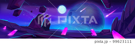 Fantasy landscape of alien planet surface Fantasy landscape of alien planet surface 99623111