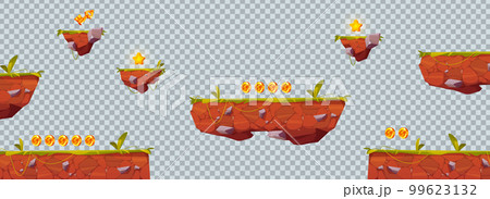 Cartoon isolated floating platform game asset 99623132