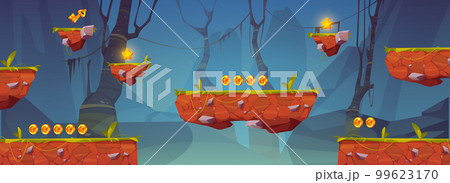 Cartoon isolated floating platform game asset 99623170