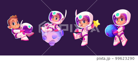 Cartoon vector illustration set astronaut in space 99623290