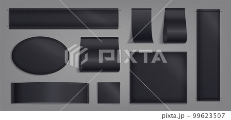 Blank clothes tags, fashion labels with seams Blank clothes tags, fashion labels with seams 99623507