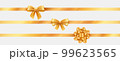 Gold ribbon knot for present. 3d Package gift bow 99623565