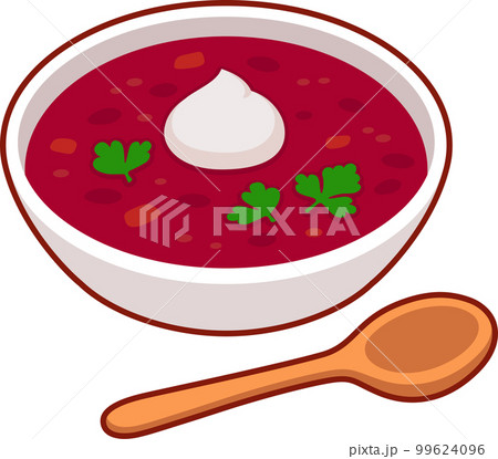 Borscht, beetroot soup illustration 99624096