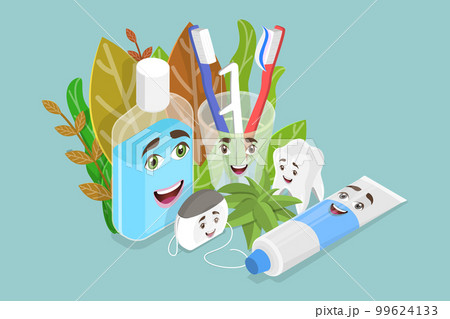 3D Isometric Flat Vector Conceptual Illustration of Oral Care 99624133