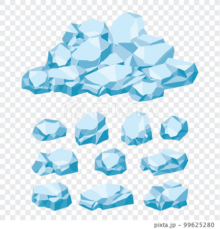 Rock and stones set. Different shape ice boulder collection. vector illustration 99625280