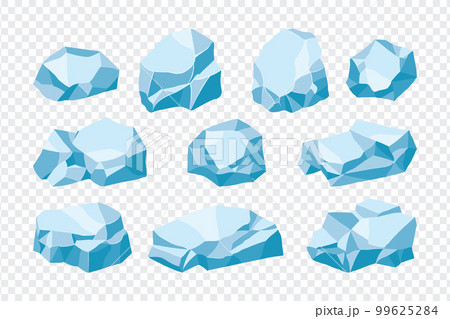 Rock and stones set. Different shape ice boulder collection. vector illustration 99625284