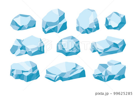 Rock and stones set. Different shape ice boulder collection. vector illustration 99625285