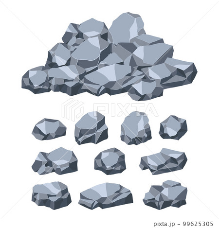 Rock and stones set. Different shape boulder collection. vector illustration 99625305