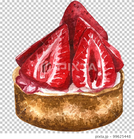 watercolor sweets strawberry cake pastry illustration 99625448