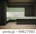 3d rendering of new bright kitchen black and olive color furniture 99627983